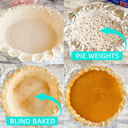 PLANTIONAL Ceramic Pie Weights, 1.32Lb Reusable 10mm Baking Beads with Wheat Straw Container, Natural Ceramic Stoneware Baking Beans for Pie Crust Pastry (Beige)