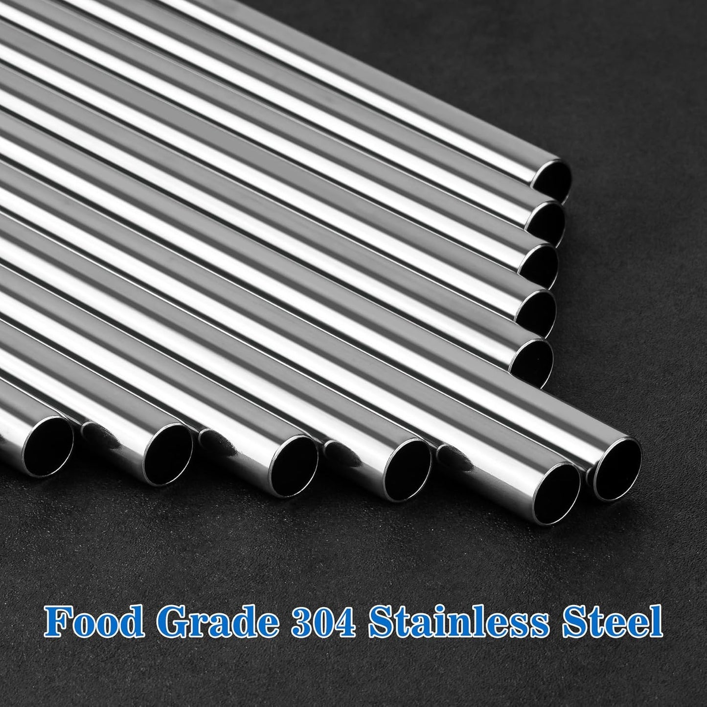 Tomorotec 40oz Straws, 14PCS Stainless Steel Replacement Straws for Stanley 40oz Adventure Quencher Travel Tumblers with Cleaning Brushes 2PCS, Food-Grade, Dishwasher Safe for Smoothies (Silver)