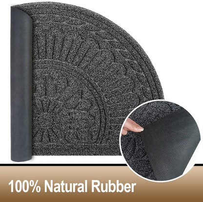 Mibao Door Mat Outdoor Indoor, 23.5" x 35.5", Half Round Door Mats, Non-Slip Front Door Mats Outdoor, Dirt Trapper Welcome Mats for Front Door, Back Door, Shoe Scraper, Grey