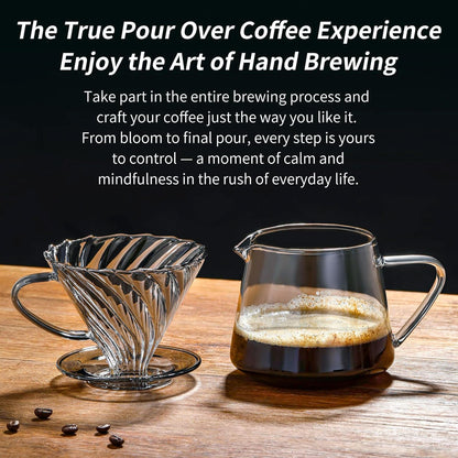 Unbreakable - Pour Over Coffee Maker 750ML/25OZ, Heat Resistant Borosilicate Glass Dripper with Filter Holder, BPA-Free Manual Coffee Brewer for Home and Office Use