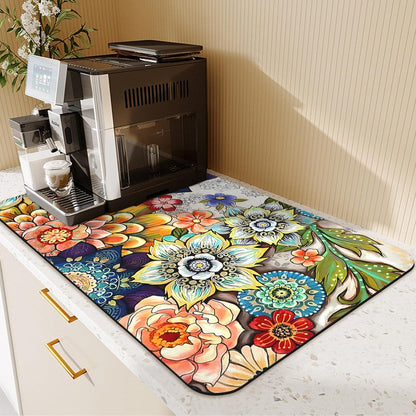 24.5" x 15.5" Dish Drying Mat & 24" x 5.5" Sink Splash Guard, Super Absorbent Drainer Rack Mat for Kitchen Counter Coffee Bar