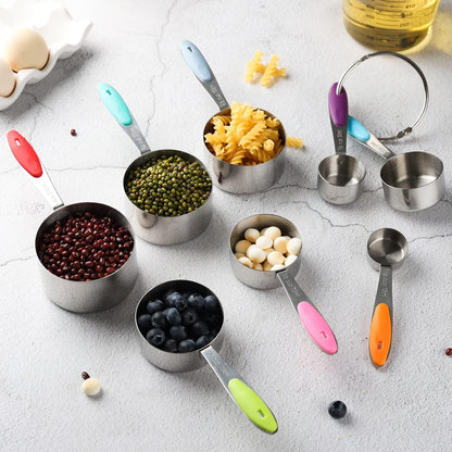 Measuring Cups Set of 8 Stainless Steel Stackable Nesting Measuring Cups for Dry and Liquid Ingredients