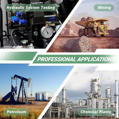 10000PSI Hydraulic Pressure Test Kit, 700BAR/70MPa Manometer Digital Pressure Gauge, Fit for USA Brand Excavator with 1*Gauge/1*Hose with M16*2 & G1/4 Female /2*Couplings/1*Silicone Protector