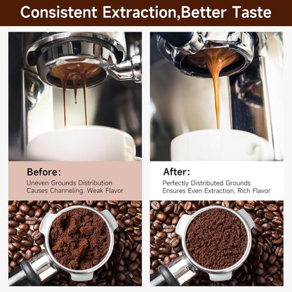KitchenTour Espresso Accessories Kit 53.5mm, WDT Tool, Dosing Funnel and Puck Screen Set, 304 Stainless Steel Needle Coffee Distribution Stirrer, Portafilter Dosing Ring for Barista 53.5mm