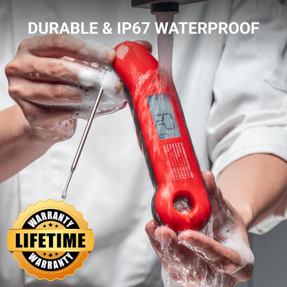 Professional Meat Thermometer Digital, Ultra-Fast 0.5 Sec Instant Read, NIST Certified ±0.5°F Accuracy, 100% Waterproof, Auto-Rotating Backlit Display, Lift-to-Wake, for BBQ/Cooking/Candy