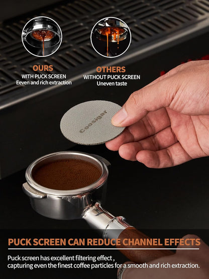 58mm Bottomless Portafilter | Fits for E61 Group Head 2 Ears machines| Stainless Steel portafilter and Mahogany Handle|Espresso Machine Accessories(Mahogany)