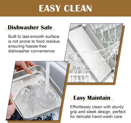 E-far Baking Sheet with Wire Rack (2 Pans + 2 Racks), Stainless Steel Cookie Sheets Pan & Cooling Rack for Baking Cookies Cake, Non Toxic & Heavy Duty, Oven & Dishwasher Safe, 12.4 x 9.7 x 1 Inch