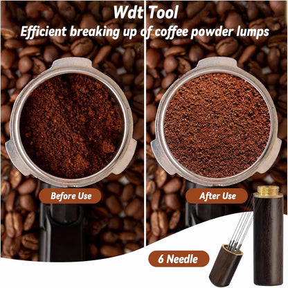 51mm Tamper Espresso Accessories Kit, Coffee Espresso Tamper Set with Wdt Tool, Espresso Tamper Mat, Espresso Dosing Funnel, 51mm Espresso Puck Screen, Coffee Tamper Espresso Barista Tools
