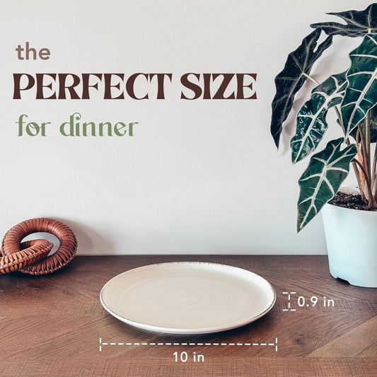 Mora Ceramic Helix Swirl Dinner Plates Set of 6, 10in Modern Spiral Porcelain Dish Dinnerware for Kitchen, Serving & Restaurants - Dishwasher, Microwave, Freezer, Oven Safe Dishware - Snowy White