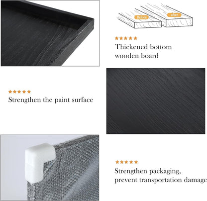 40"x20" Extra Large Long Rectangle Ottoman Table Tray - Black Rustic Wooden Serving Tray for Farmhouse Decorative Oversized Coffee Table Trays Living Room Kitchen Counter Breakfast