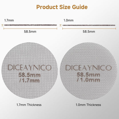 2 Pieces Espresso Puck Screen,Metal Coffee Filter,1.0mm & 1.7mm Thickness 150μm - 316 Stainless Steel,Reusable Barista Espresso Filters for Espresso 58.5mm Portafilter Filter Basket