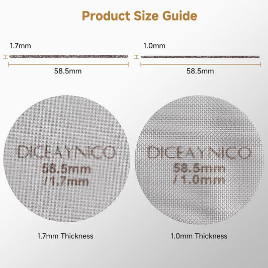2 Pieces Espresso Puck Screen,Metal Coffee Filter,1.0mm & 1.7mm Thickness 150μm - 316 Stainless Steel,Reusable Barista Espresso Filters for Espresso 58.5mm Portafilter Filter Basket