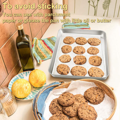 P&P CHEF 16 Inch Baking Cookie Sheet, Oven Pan Tray Stainless Steel Sheet Pan for Kitchen, Oven Bakeware for Multi Uses, Shiny Look & Dishwasher Safe, Healthy & Heavy Duty, 1Pc