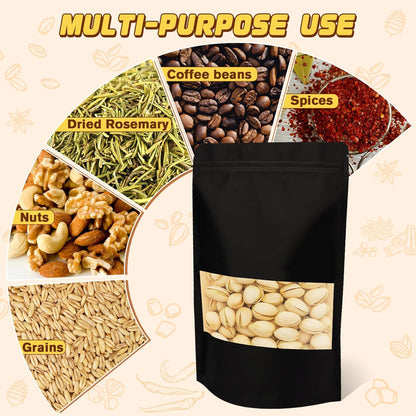 Jetmore-50pack-Smell-Proof-Bag, Zip Lock Pouches with Window, Resealable Bags for Small Business, Small Sealable Bags for Packaging Snack, Coffee, Spice, Candy, Trail Mix, Wax, Mylar Bags 3.5