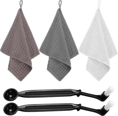 8 Pcs Espresso Machine Cleaning Accessories with 6 Coffee Towels Barista Microfiber Cloths 2 Cleaning Brush Grinder Tool with Spoon Coffee Bar Essentials for Steam Wands Countertops