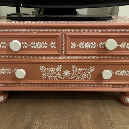 Talavera Stencils for Crafts Reusable Floral Stencils for Walls Mexican Flower Border Corner Drawing Stencil for Wood Furniture Wall Canvas Floor