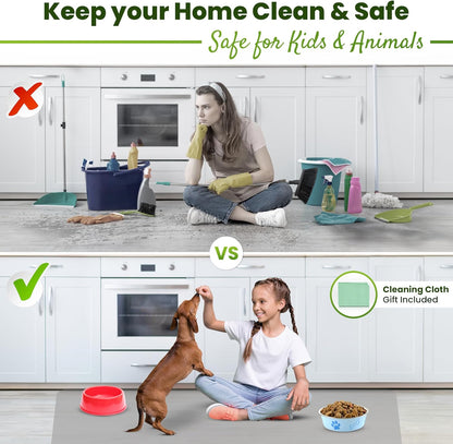 Premium Silicone Mat 25" x 17" Cooking Mat Thick Heat Resistant, Kitchen Counter Mat - Coffee Machine, Glass Top Stove Cover Countertop Protector for Air Fryer, Baking mat (Semi-Translucent)