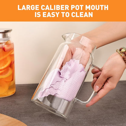 Glass Pitcher with Lid, 1200ml Leak Proof,Glass Water Jugs, BPA-Free,Microwave & Dishwasher Safe Pitcher,Sun & Iced Tea, Sangria,Cold Brew Coffee & More