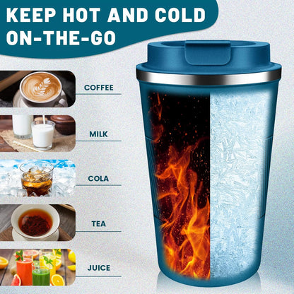 Insulated Coffee Tumblers with Flip Lid 12oz / 17oz, Stainless Steel Travel Coffee Mug Leak Proof, Vacuum Insulated Coffee Mug Reusable Cup, Keeps Cold and Hot for Coffee Tea