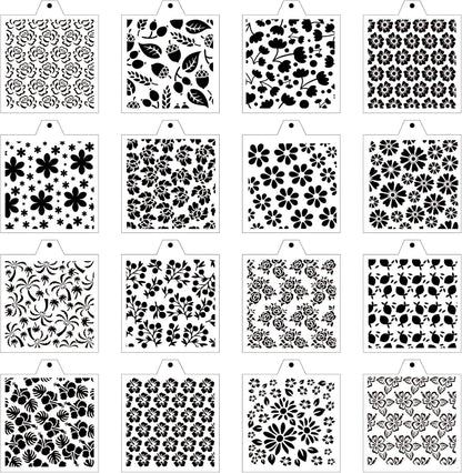 Stencil Genie 16 Pcs 5.5x5.5in Baking Stencils for Royal Icing, Airbrush; Sugar Cookies; Craft Painting