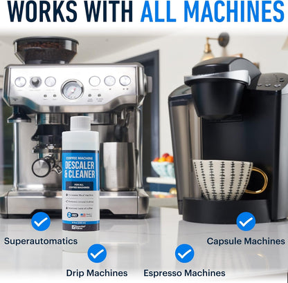 Descaling Solution (16 Uses) Coffee Machine Descaler Cleaner | Compatible with Breville Keurig Nespresso Delonghi & More | Liquid To Descale Automatic Coffee Makers & Espresso Machines