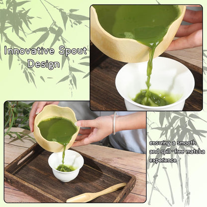 Matcha Whisk Set with Bamboo Bowl, Traditional Bamboo Matcha Kit with 6-Spout Bowl, Unique Gifts for Matcha Lovers Women Men Girl Friend Home Kitchen, Gifts for Christmas, Birthday,Halloween