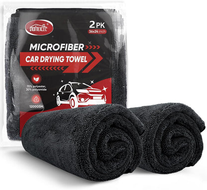 HOMEXCEL Car Drying Towel (36"x 24"), 1200GSM Ultra Absorbent Car Cleaning Cloth, Streak-Free Microfiber Drying Towel, Great for Cars, Trucks, SUVs, RVs, Motorcycles, 2 Packs