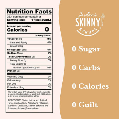 Jordan's Skinny Syrups Sugar Free Coffee Syrup, White Chocolate Flavor Mix, Zero Calorie Flavoring for Lattes, Protein Shake, Cocktail & More, Gluten Free, Keto Friendly, 25.4 Fl Oz (Pack of 2)