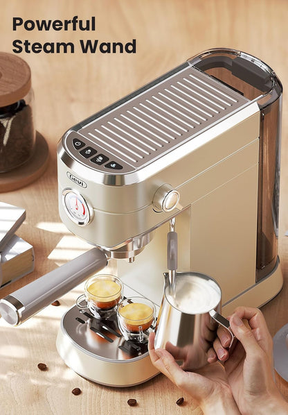 Gevi Commercial Espresso and Coffee Makers, Professional Espresso Maker Latte Machine with Milk Frother, Stainless Steel Expresso Coffee Machines for Home, Compact Cappuccino Machine, Great Gift