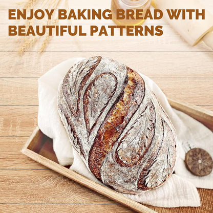 Rorecay Banneton Bread Proofing Baskets Set of 2, 10 Inch Oval Cane Sourdough Bread Rising Basket Bowls with Sourdough Bread Lame Dough Scraper Basting Brush for Sour Dough Proofing Fermentation