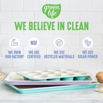 GreenLife Bakeware 18” x 13” Half Cookie Sheet Baking Pan, Non-Toxic PFAS-Free Healthy Ceramic Nonstick, Oven Safe to 450°F, Easy Release, Even Heating, Easy Clean, Navy
