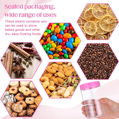 Patelai 4 Pieces Round Wide-mouth Leak Proof Plastic Container Jars with Lids for Travel Storage Makeup Beauty Products Face Creams Oils Salves Ointments DIY Making(12 Ounce,Pink)