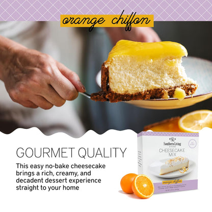 Gourmet Cheesecake Mix, No Bake Cheesecake Cake Mix, Orange Chiffon Cheesecake by Southern Living, Rich, Creamy, Moist and Fluffy Whipped Topping