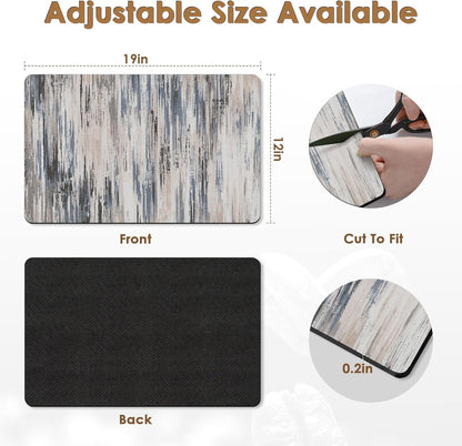 Arttown Coffee Mat for Countertops, Abstract Tan Minimalism Grey Dish Drying Mat 2 Pcs for Kitchen Bar Accessories, Fit Under Coffee Maker Espresso Machine Dish Rack Hide Stain Rubber 12x19in