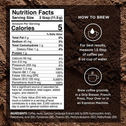 VitaCup Slim Ground Coffee, Diet Support with Ginseng, Garcinia, B Vitamins, Medium Dark Roast, Bold and Smooth,100% Arabica Specialty Coffee Grounds, 11oz