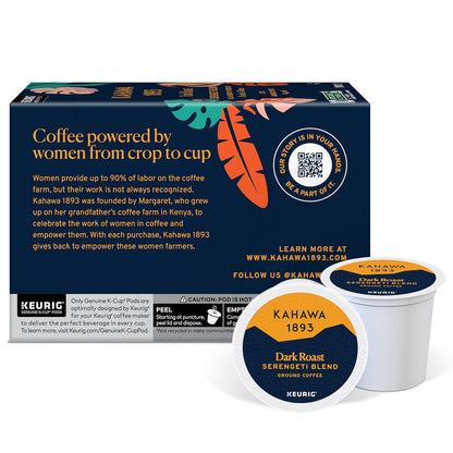 Kahawa 1893 Variety Pack Coffee K-Cup Pods - Safari & Serengeti Blend (40 Count) - As Seen on Shark Tank, 2 Boxes Medium Roast + 2 Boxes Dark Roast, Ethically & Sustainably Sourced