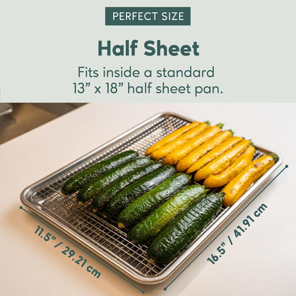 Ultra Cuisine Heavy Duty 100% Stainless Steel Cooling Rack for Cooking and Baking - Baking Rack & Wire Cooling Rack - Fits Half Sheet and Quarter Sheet Pans - 11.5''x16.5'' & 8.5''x12''