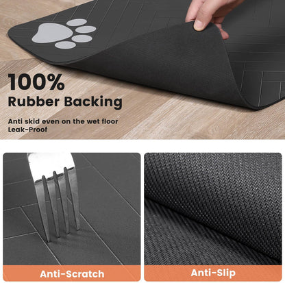 Pet Feeding Mat-Absorbent Pet Placemat for Food and Water Bowl, with Waterproof Rubber Backing, Quick Dry Water Dispenser Mat for Dog and Cat (16"x24", Beige)