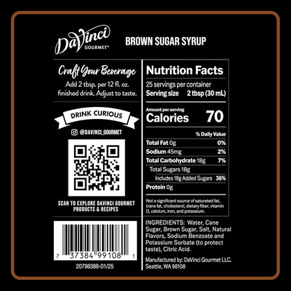 DaVinci Gourmet Brown Sugar Syrup, 25.4 Fluid Ounces (Pack of 1)