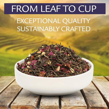 Birdsong Midnight Rosefinch: Organic Jasmine Green Tea with Rose and Orange, Light, Refreshing, Soothin Natural Tea with Citrus and Honey Notes, Medium Caffeine, 15 Pyramid Tea Sachets