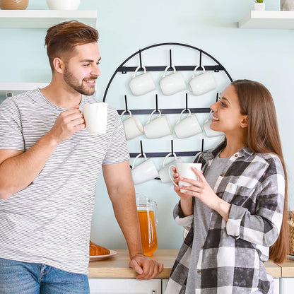 Claimed Corner Mug Rack with Sturdy Steel Frame, Matte Black Finish, Removable Rubber Caps, Wall Mounted (Round 24" x 24")