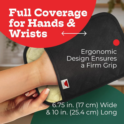 Big Red House - Silicone Pot Holders- Set of 2 Black- 10x3- Heat Resistant Kitchen Protectors for Hot Pans and Baking Professional Grade Cooking Mitts
