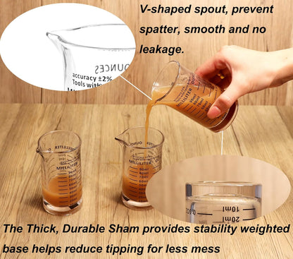 Ackers 3oz/90ml Glass Measuring Cup – Shot Glass with Double Scale-Ounce,Ml Markings for Kitchen & Bar(Black Line)