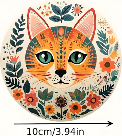 Coasters Set of 6, Wood Coasters for Drinks - Handcrafted Cat Design Thick Heat-Resistant for Beer, Coffee, Office, Bar, Farmhouse Home Decor, Tabletop Protection, for All Cups