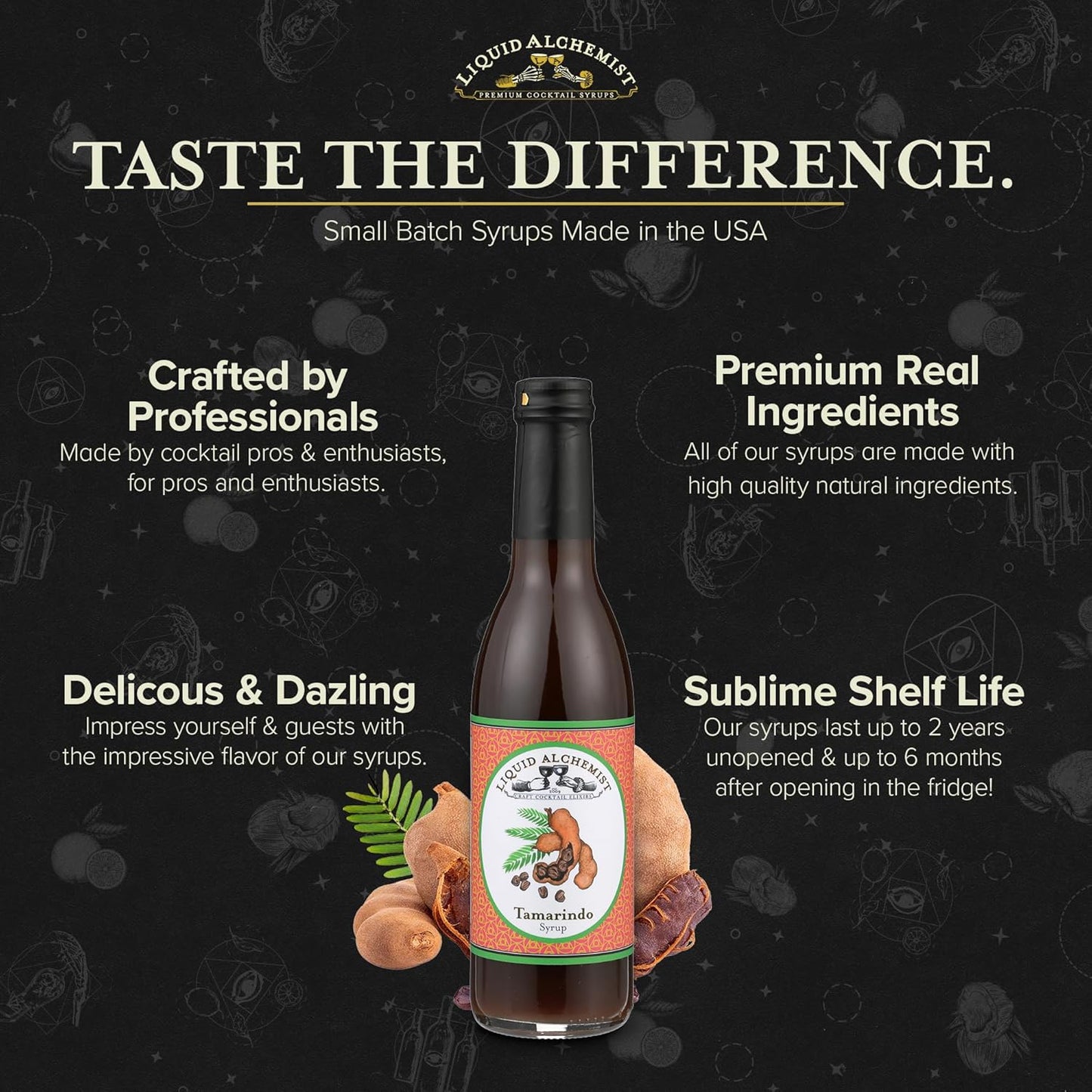Liquid Alchemist Tamarind Syrup for Cocktails - Real Ingredients Make our Tamarindo Syrup the Perfect Spicy Margarita Mix - Made with Fresh Tamarind Puree & All Natural Tamarind Concentrate (12 oz)