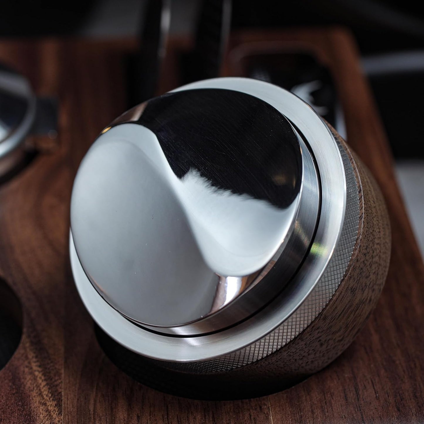 54mm Espresso Distribution Tool Walnut Coffee Distributor Adjustable Depth Stainless Steel Espresso Leveler Compatible with Breville Espresso Machines