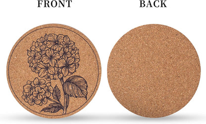 Coasters for Drinks 12 pcs Absorbent Cork Coasters with Flower Coaster for Coffee Table Housewarming Gifts for New Home Present for Friends, Living Room Decor, Apartment Decor
