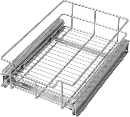 Pull Out Cabinet Organizer 11" W X 22" D, Slide Out Drawers For kitchen organizers and storage, Pull Out Drawers For Cabinets Capacity Heavy Duty Caddy, Cabinet Shelves Chrome-Plated, Bathroom Pantry