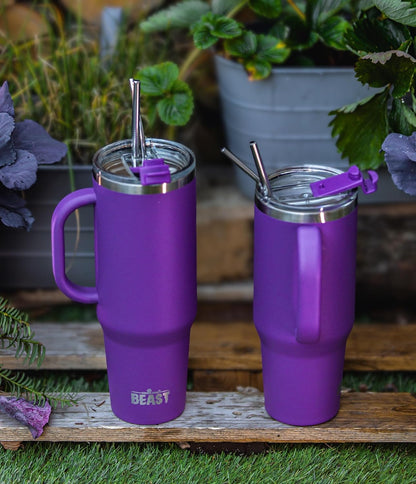 Beast 50 oz Tumbler Stainless Steel Vacuum Insulated Coffee Ice Cup Double Wall Travel Flask (Deep Purple)
