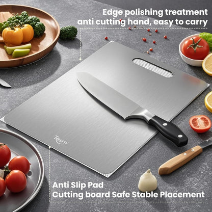 2 Pack Titanium Cutting Board - 100% Pure Titanium Cutting Boards For Kitche,Easy to clean, Double-sided food-grade Cutting Board For Cutting Meats, Fruits And Vegetables.(15 * 11)